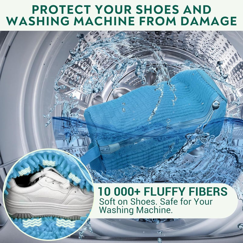 Recrantia Shoe Washing Machine Bag - Set of 2 Shoe Washing Bags, 360° Deep Clean Shoes Laundry Bag, Reusable Shoe Bag for Washing Machine, Sneaker washing machine bags, Blue - Image 3